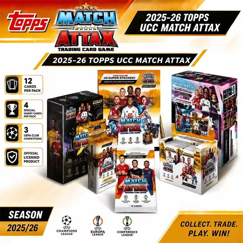 2025/26 Topps Match Attax UEFA Champions League Paquete de Refuerzo de Tarjetas Coleccionables de Fútbol 12 Tarjetas Juego de Cartas Coleccionables de Fútbol