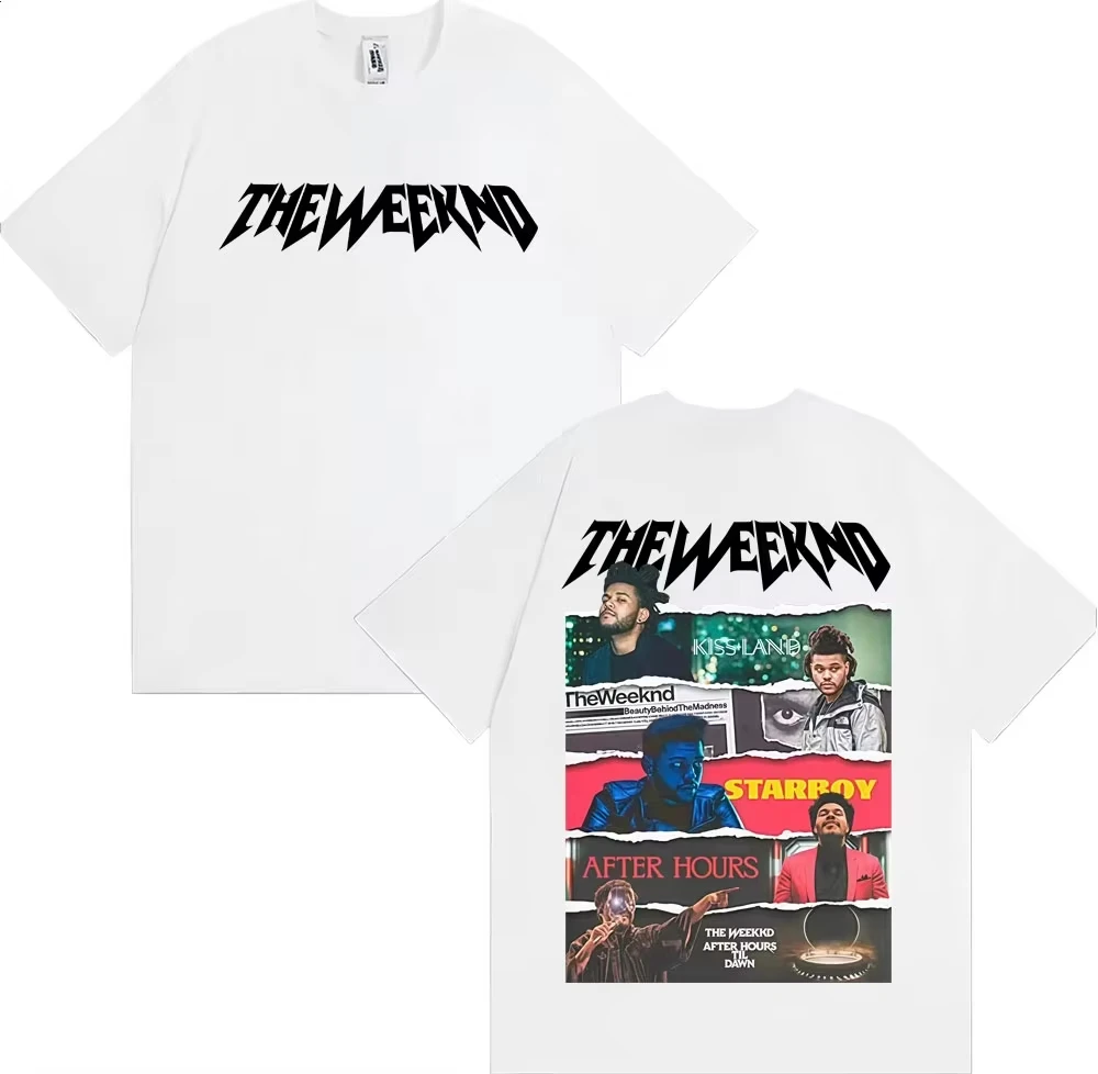 The Weeknd Front And Back Album Collage Graphic Unisex Cotton Short Sleeve T Shirt Women And Men T-Shirt