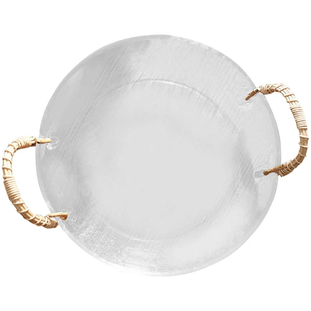 

Стеклянная салатница с ручкой ручной работы, тарелка для закусок, товары для дома, материал ПП, изысканный дизайн, многофункциональный поднос для сервировки