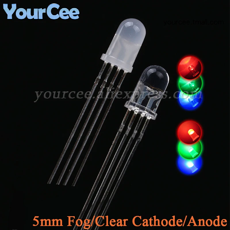 50pcs/10pcs 5mm F5 Fog Clear Transparent Full Color LED RGB Controlled Light Emitting Diode Common Cathode/Anode Indicator Lamp