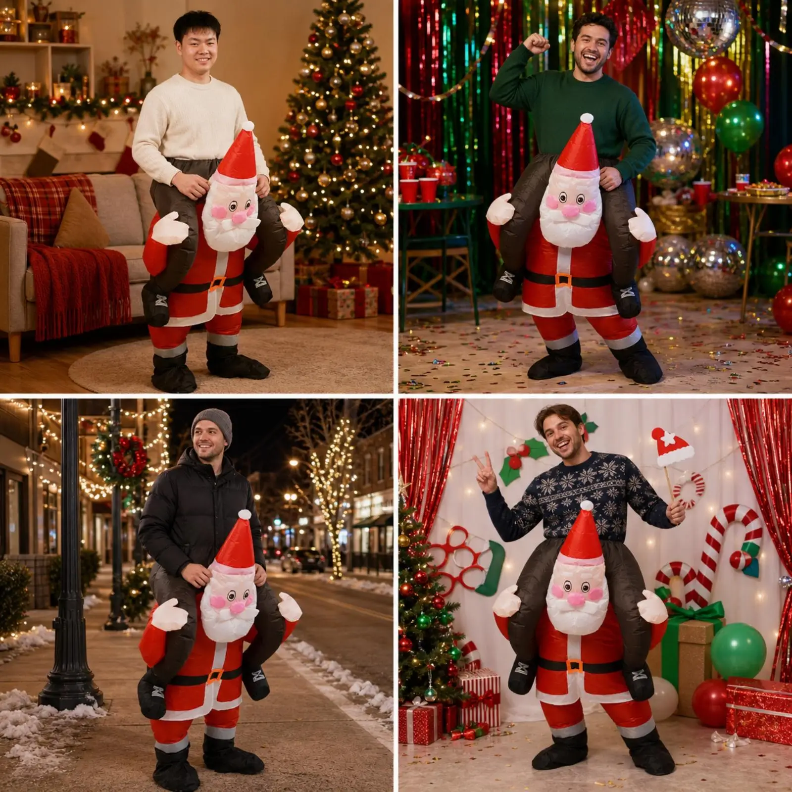 Inflatable Santa Costume Funny Inflatable Santa Suit Full-Body Xmas Outfit for Adults, Christmas Parties, Holiday Gatherings,