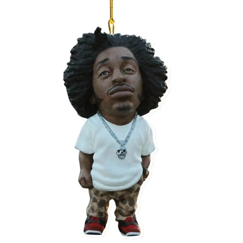 DIY 8cm Cartoon Acrylic Rapper Hanging Ornament Classic Anime Figures Car Pendant Hip Hop Funny Car Keychain