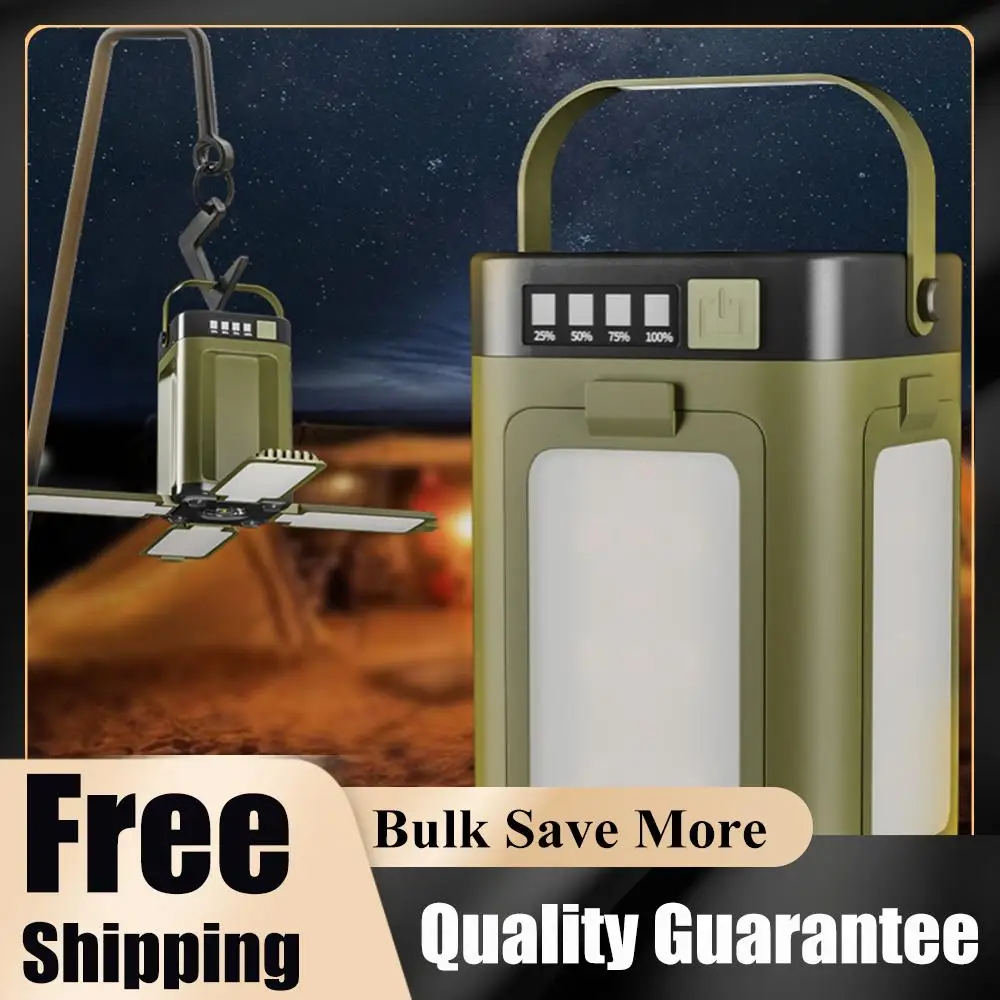 Foldable Camping Light Power Bank Rechargeable Lantern Solar Camping Lantern Portable Flashlight for Camping Hiking Fishing
