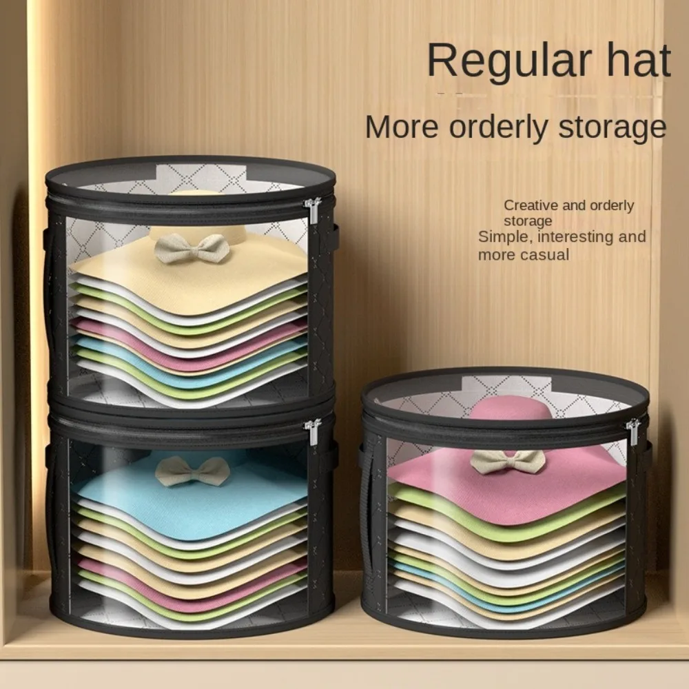 

Foldable Hat Storage Bucket Large Capacity Transparent Brim Hat Storage Bag Dustproof Moisture-Proof