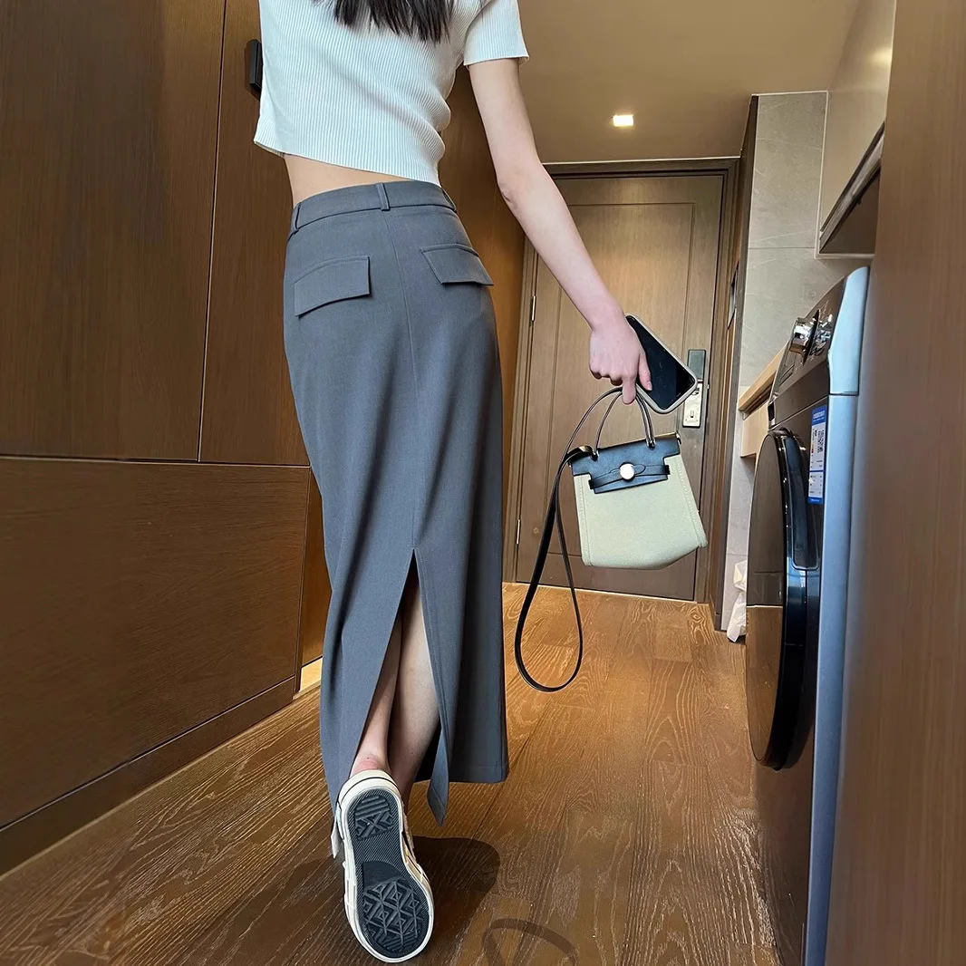 

Gray Suit Skirt Women's Mid-length 2026 New Spring and Autumn High-waist Slim Straight Skirt Temperament A-line Bag