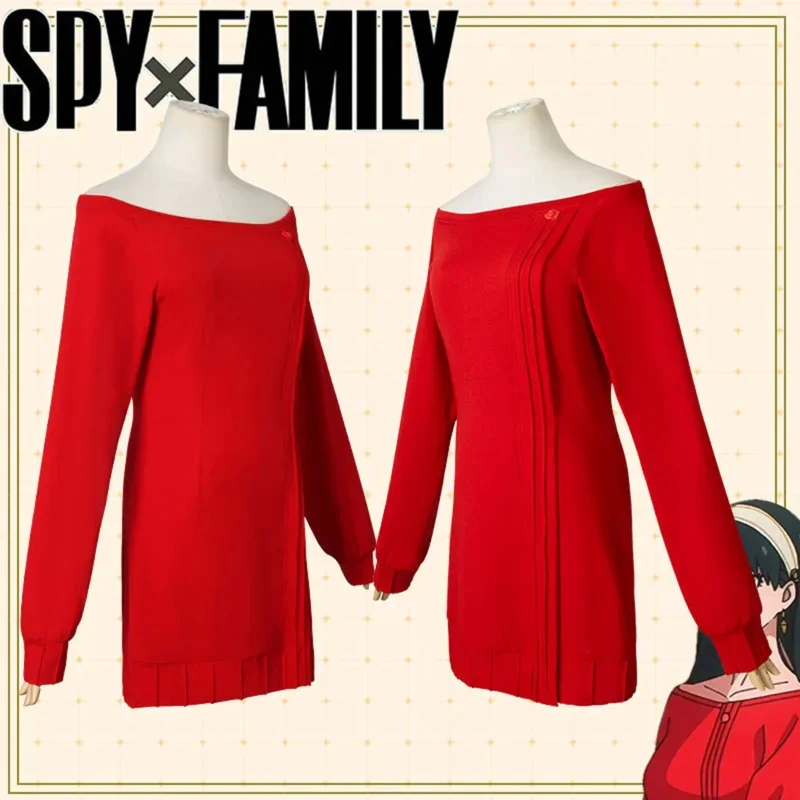 CosplayDropshipping Anime SPY X 4S5IR7W7 familia Yor Forger disfraz Cosplay mujer adulto manga larga suéter rojo vestido de Navidad