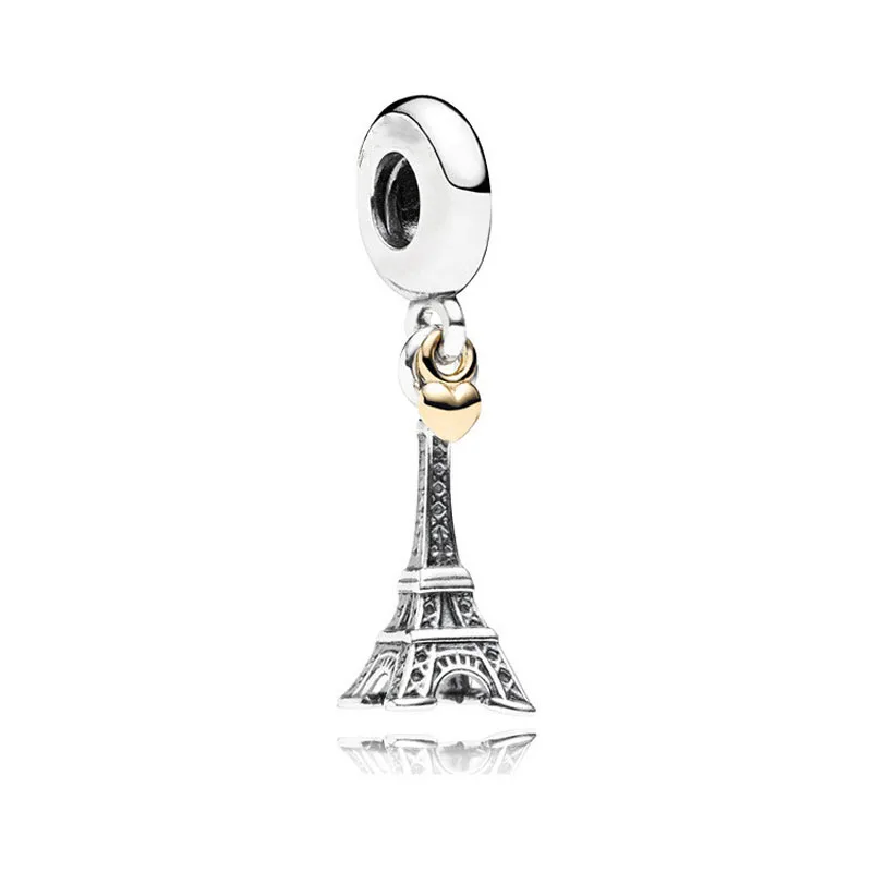 New Fine Bead 925 Silver Plat Eiffel Tower Cross Religion safety Pendant Dangle For original  Charm DIY Jewelry Bracelet