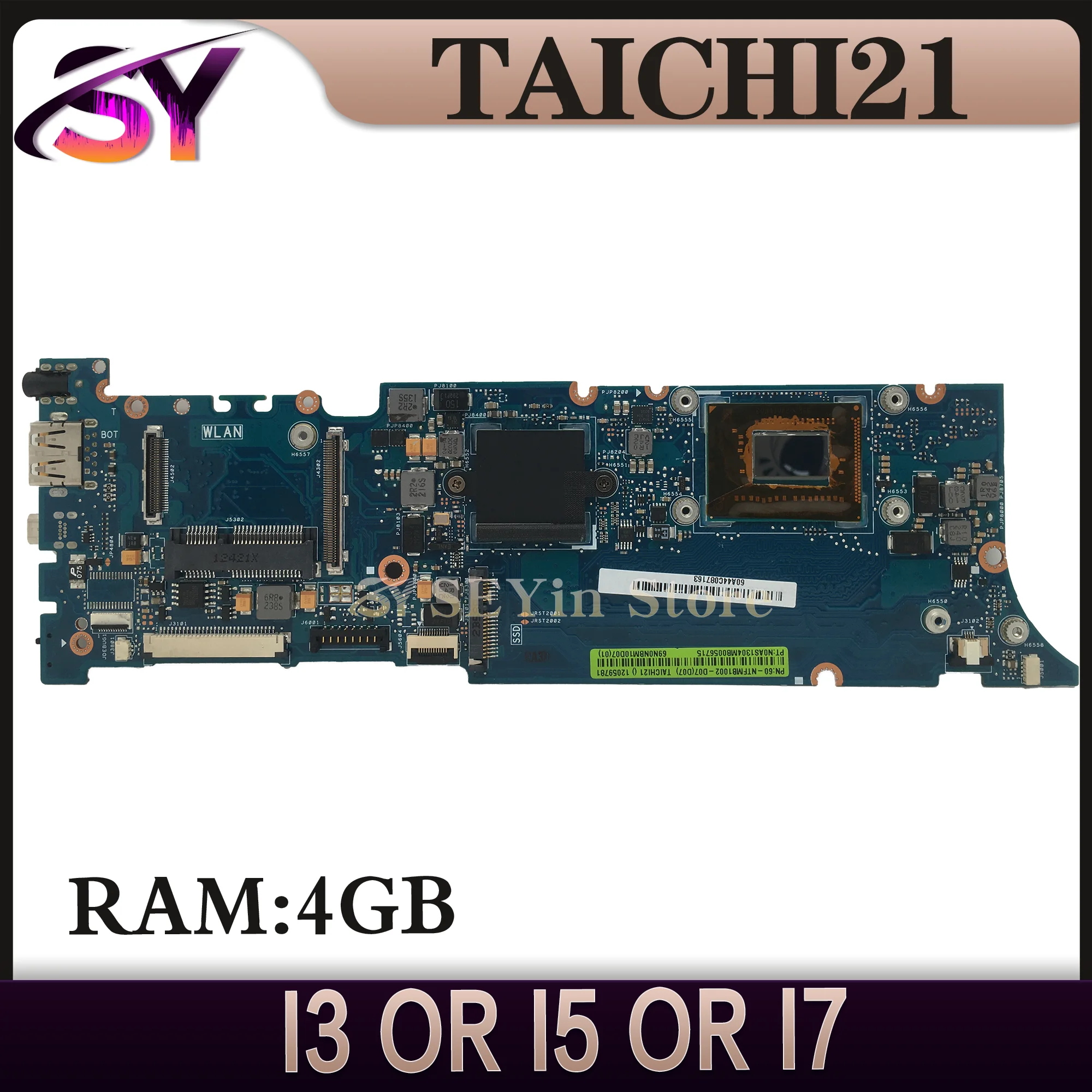 

Notebook TAICHI21 Mainboard For ASUS TAICHI 21 Laptop Motherboard Maintherboard With I3-3217U I5-3317U I7-3537 CPU 4GB/RAM