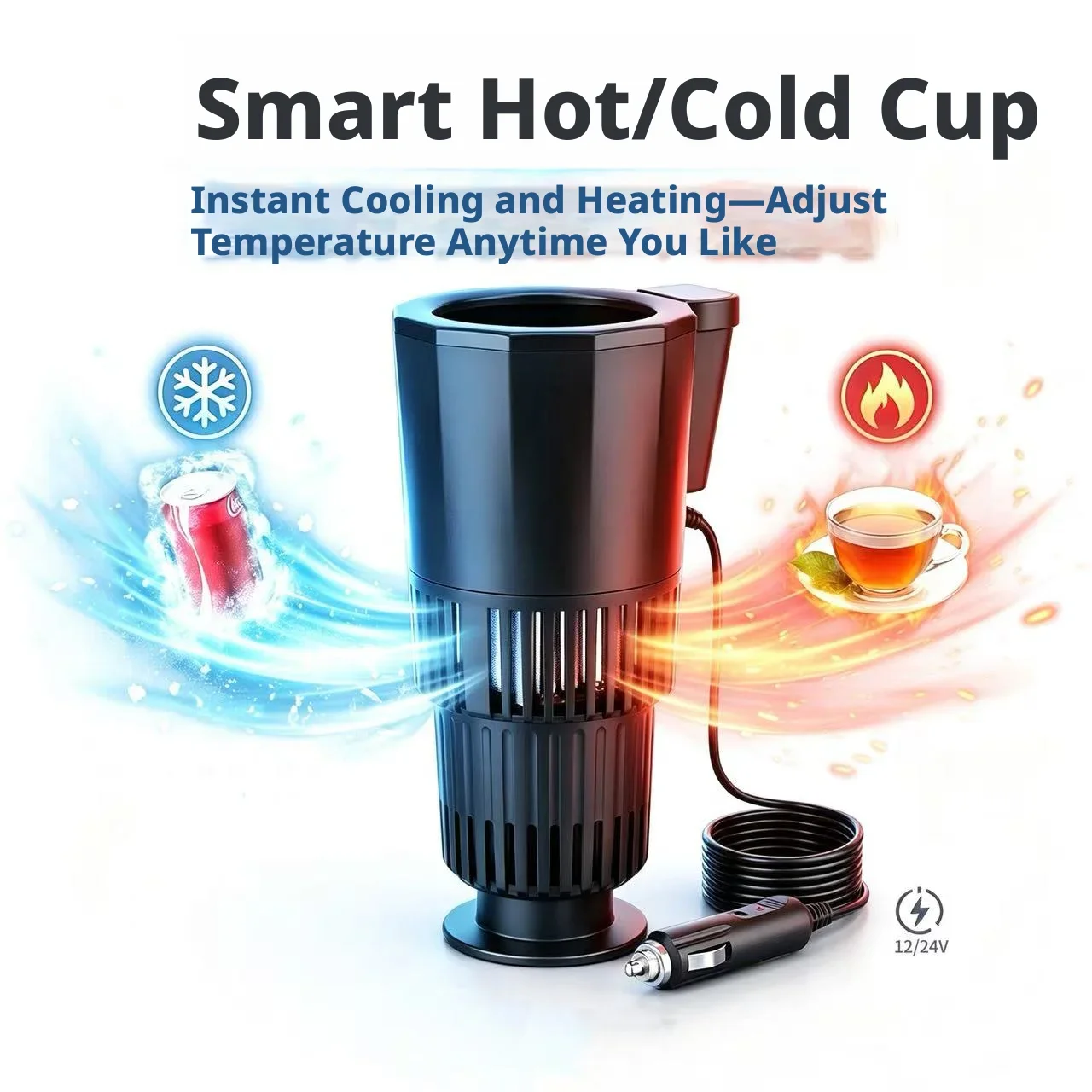 Dual Function 2In1 Car Sub-Zero Freeze Heating Cooling Mug 12V Portable Cup Touch LCD Can Home Travel Coffee Beverage Cup