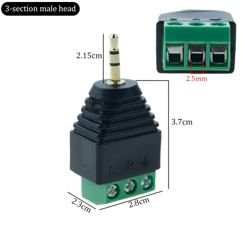 1Pce DC2.5mm ช่องเสียบหูฟังสเตอริโอสองช่องสัญญาณชุบทองตัวผู้และตัวเมียช่องเสียบที่รวมสายแบบไม่มีบัดกรี