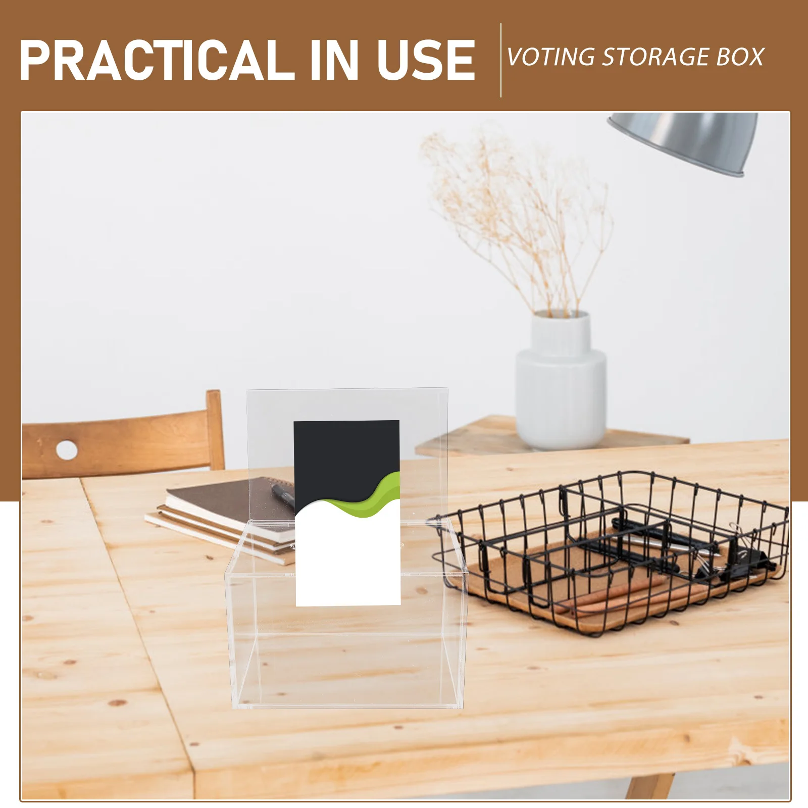 1 مجموعة 1 مجموعة واضح الاكريليك اقفال الصوت اقفال الصناديق التبرع تخزين جمع الاقتراحات حاوية رسائل الاقتراع العامة #2