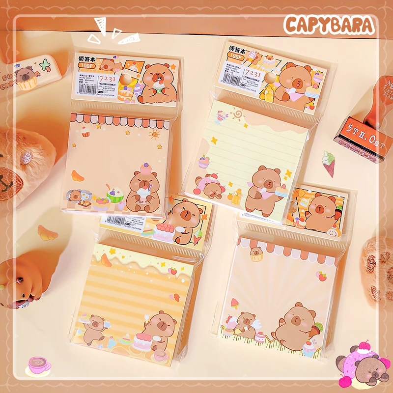 Kawaii artigos de papelaria diário suprimentos planejador escritórios acessórios bloco de notas caderno papel zero capivara bloco de notas coisas escolares
