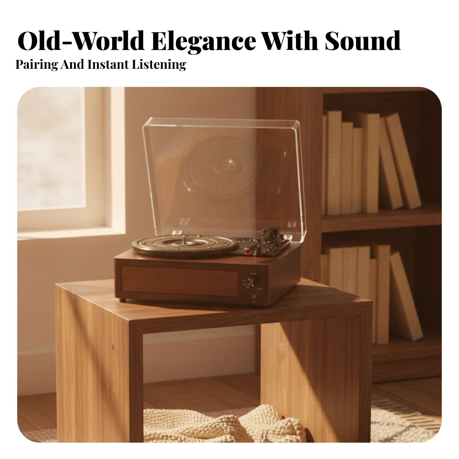 Plug-in Vinyl Player Player with Wood Cabinet Easy to Use Vinyl Player Player with Bluetooth Receiver Vinyl Turntable