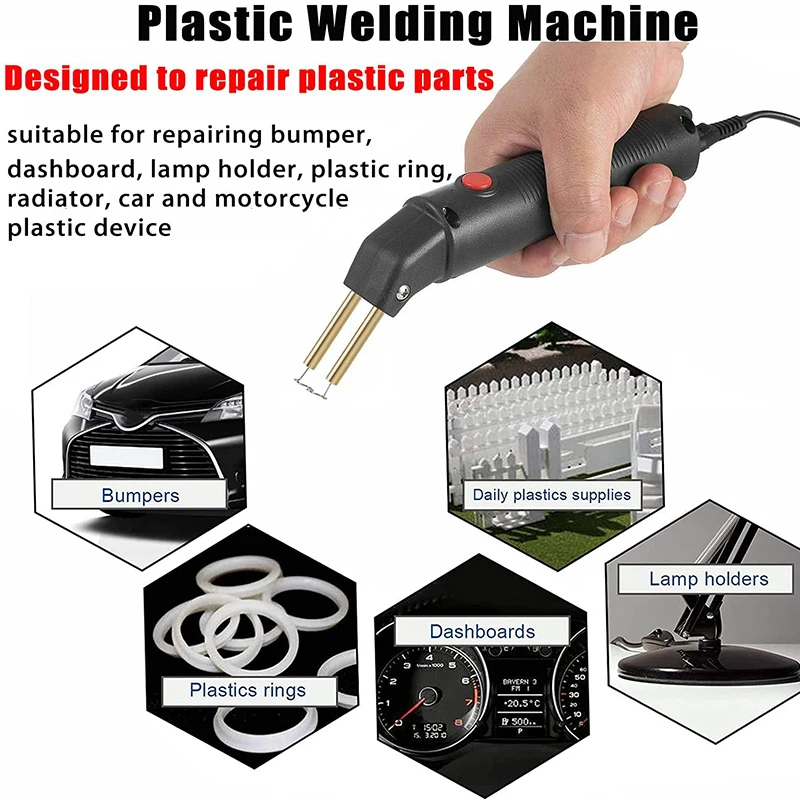 Imagem -03 - Plastic Welding Machine Kit Ferramenta de Reparo do Pára-choques do Carro Pistola de ar Quente Ferro de Solda de Plástico Grampeador Quente Solda de Plástico Secador 100w