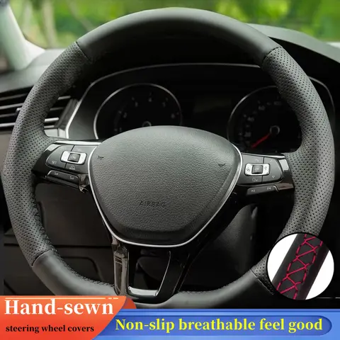 Car Steering Wheel Cover Genuine Leather For Volkswagen VW Golf 7 Mk7 Touran Up New Polo Jetta Passat B8 Tiguan Car Accessories