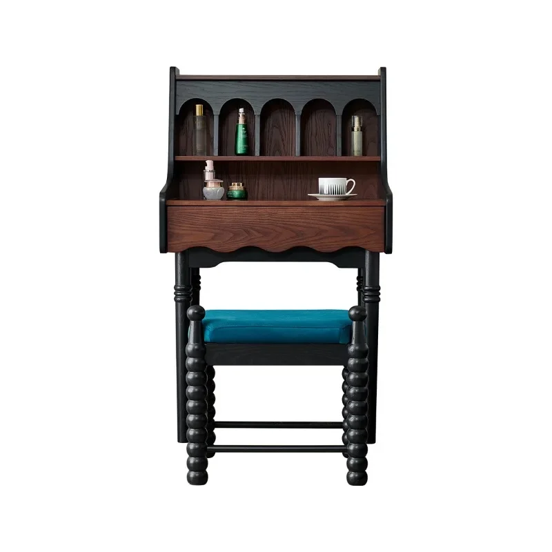 

French medieval ash wood solid wood dresser, high-end bedroom small apartment retro style princess style makeup table