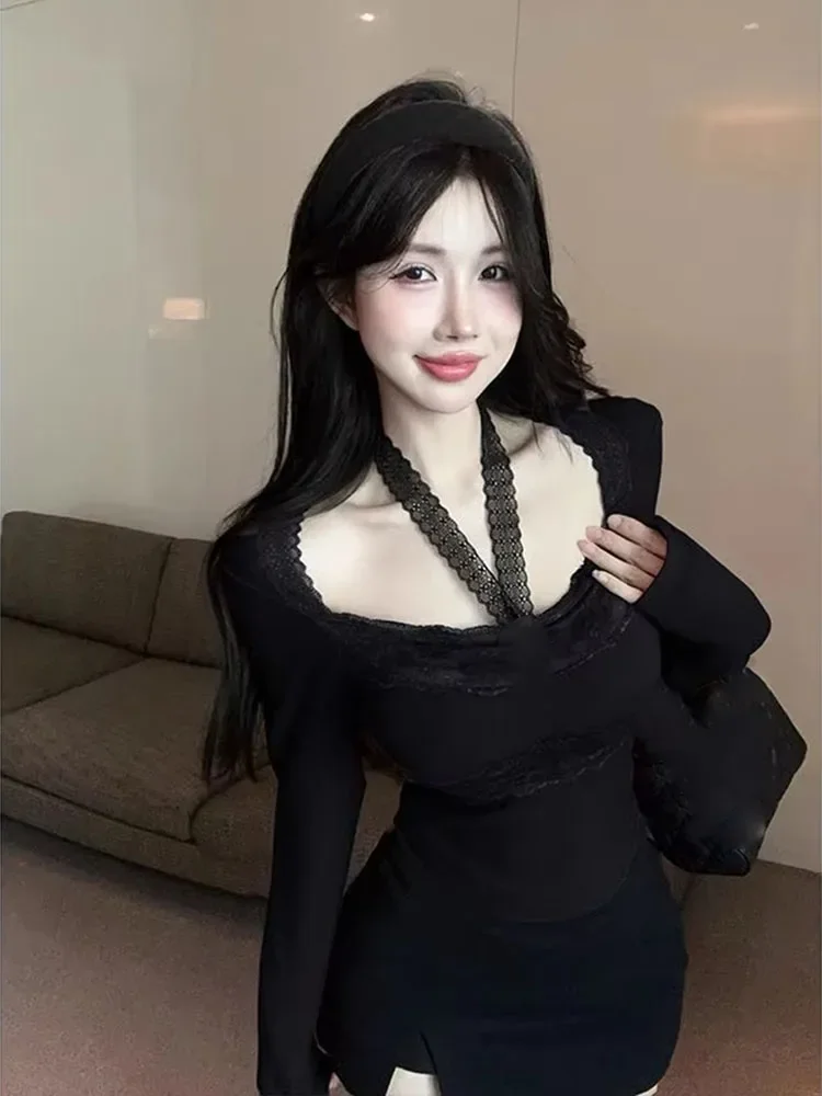 เสื้อยืดแฟชั่นสไตล์ Spice Girls คอเหลี่ยม แขนยาว แนวเซ็กซี่ กลิ่นอายหอมอ่อนๆ ทันสมัย สดใส สำหรับผู้หญิง