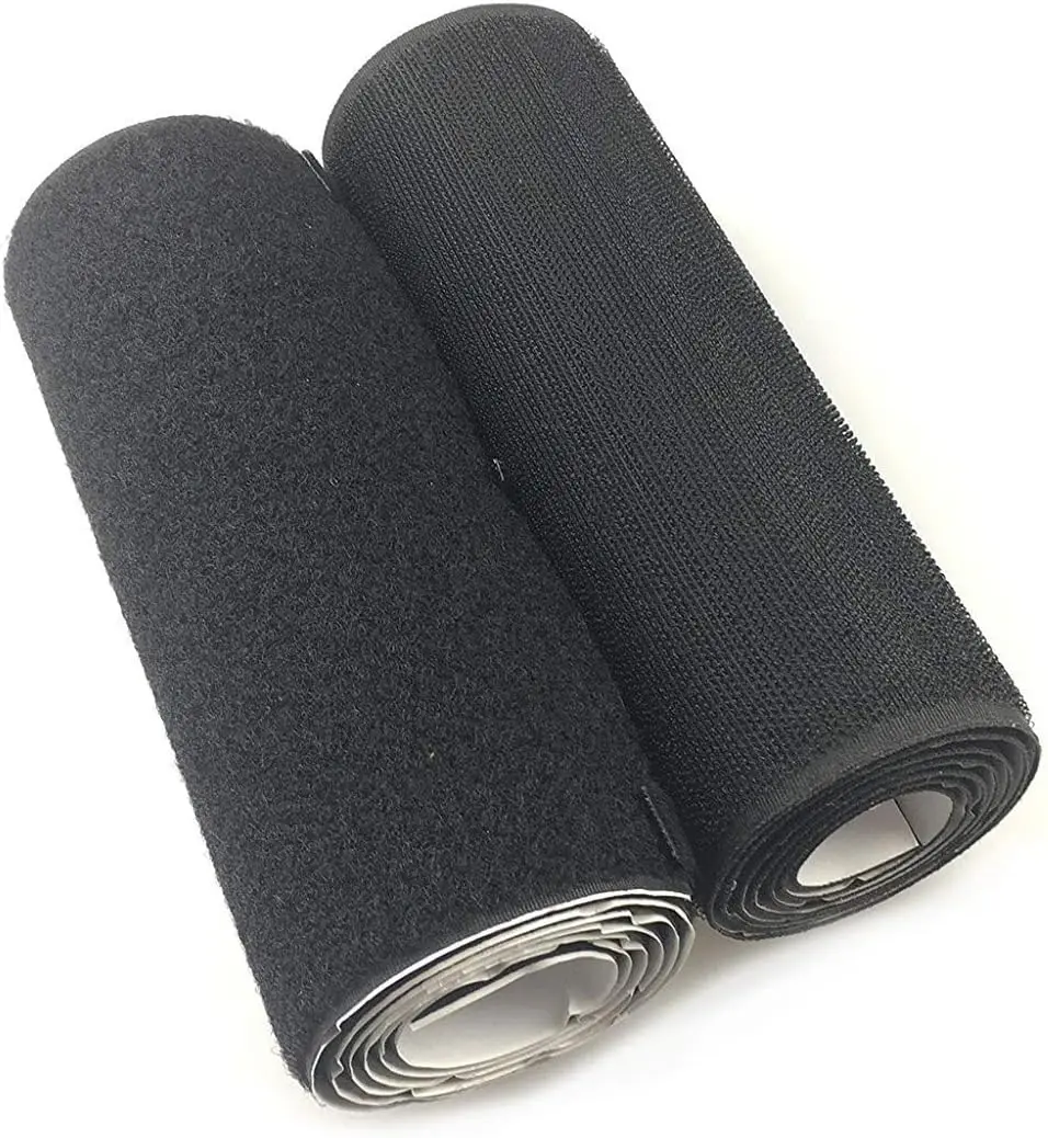18cm (7' inch) Ultra Wide Self Adhesive Hook and Loop Strips Set with Super Sticky Glue Nylon Fabric Fastener (Black, 5m)