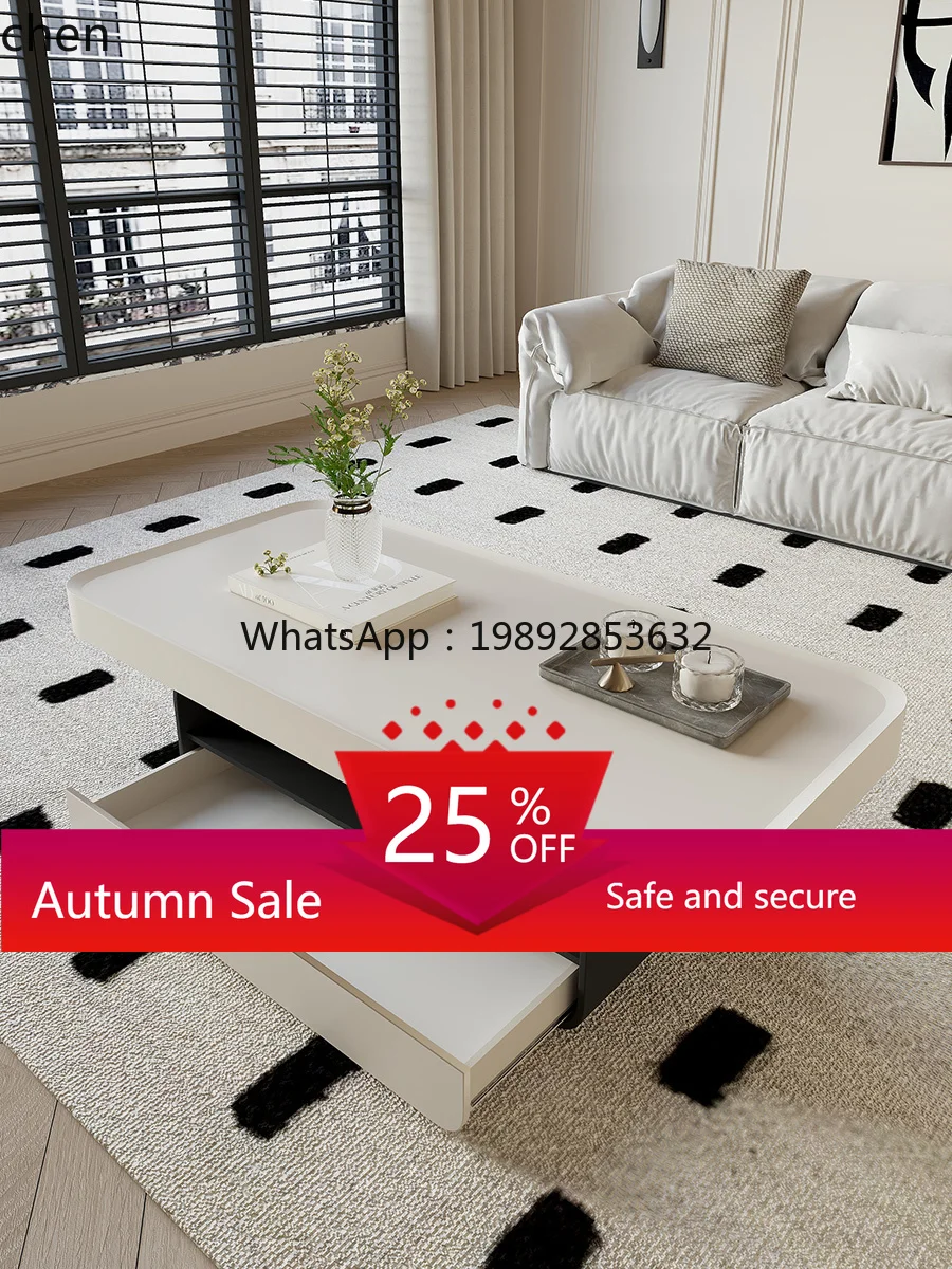 

coffee table living room household small apartment rock slab solid wood paint coffee table