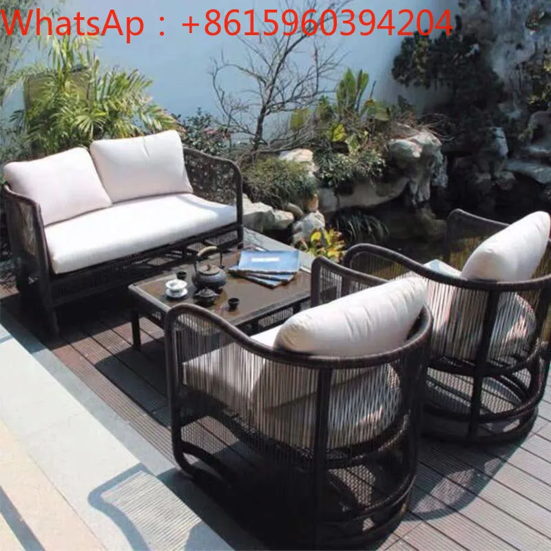 Creative new Chinese style outdoor  garden leisure rattan table and chair set