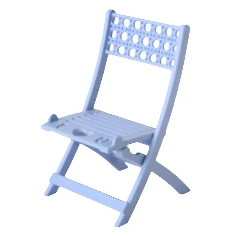 Miniature Beach Chair 1/6 Scale Dollhouse Folding Chair Mini Sturdy Dollhouse Furniture Decorative Multipurpose Phone Holder For