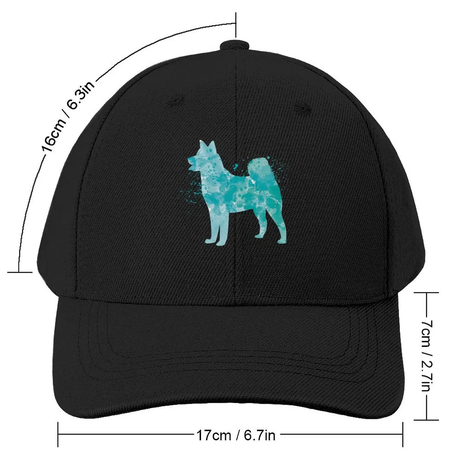 karelian bear dog watercolor blue Baseball Cap Beach hiking hat Kids Hat Golf Wear Girl Men's