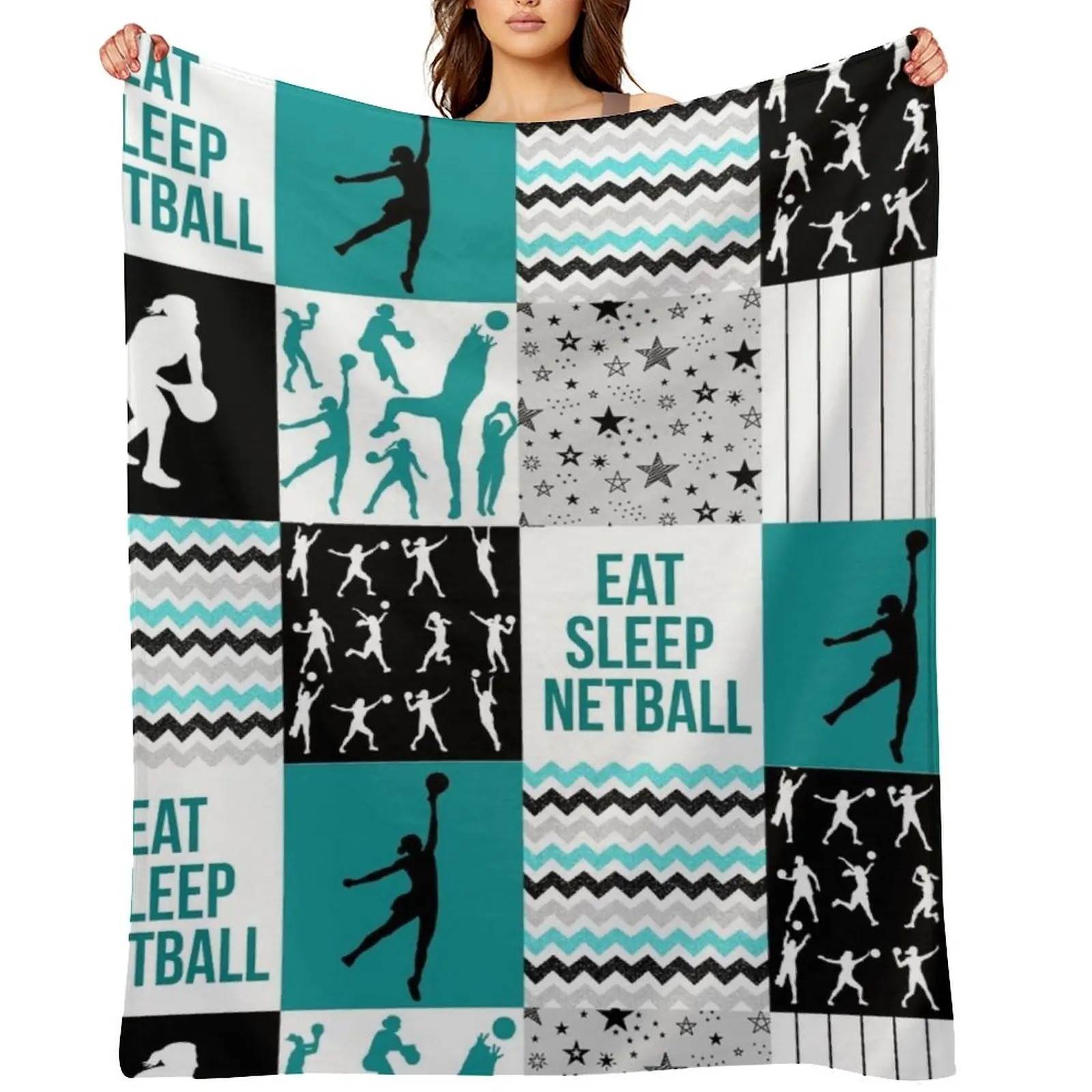 

Netball Shape Pattern Purple Gift for Netball Lovers Throw Blanket Shaggy Tourist Flannel Fabric bed plaid Blankets