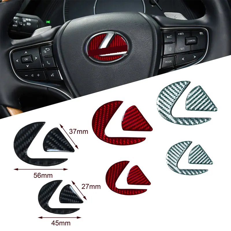 Car Decor Carbon Fiber Car Steering Wheel Emblem Sticker For LEXUS RX300 RX330 RX350 S250 IS200 ES300 GS300 GX460 LX570