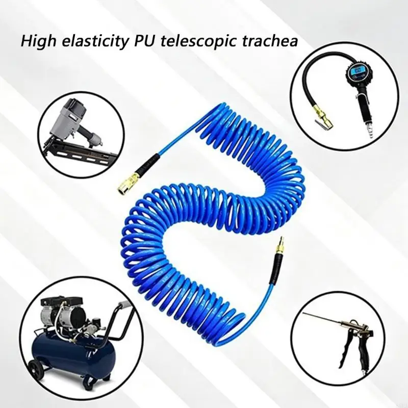 PU Coiled Air Hose for Air Compressor Service, Garage Repair, Inflation Work and Home Workshop Maintenance Use 87HA - view 3