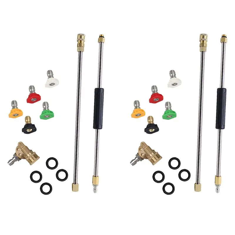 Pressure Washer Extension Spray Wand With 10 Spray Nozzle Tips 2 Pivoting Coupler, 4000 PSI Power Washer Cleaner Set-L94A