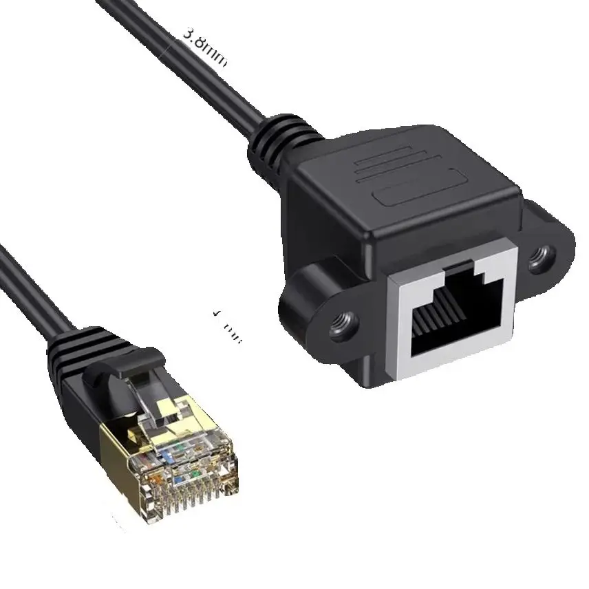 Cat8 Ethernet Extension Cable 0.3M 1M With Panel Mount Screw RJ45 40Gbps Cat 8 Male To Female Ethernet Network RJ45 Cord Adapter