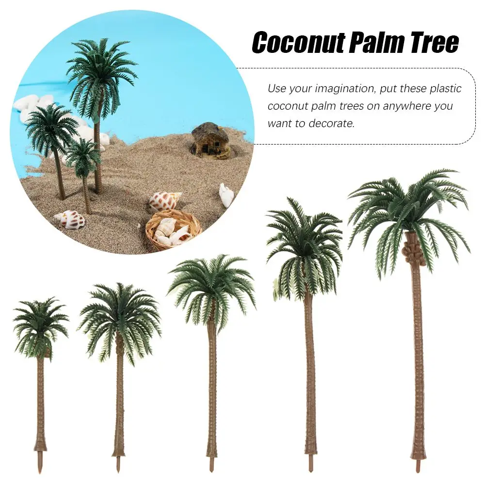 Macetas de plástico para plantas en miniatura, palmera de coco, bonsái artesanal, micropaisaje, decoración artesanal, modelo de paisaje, 5 uds.