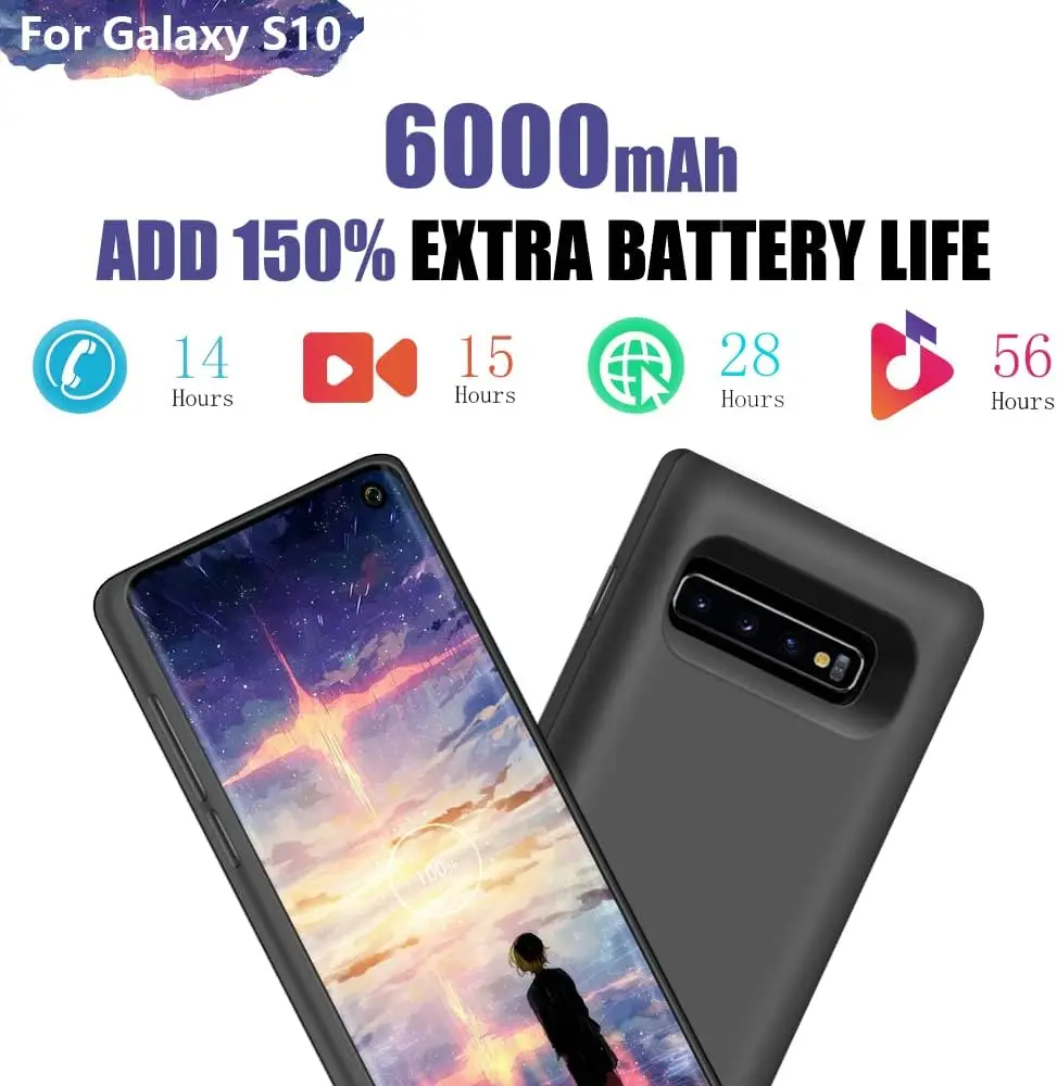 5000mAh Portable Protective Smart Charging Cover For Samsung Galaxy S10 Power Bank Rechargeable Extended Battery Charger Case