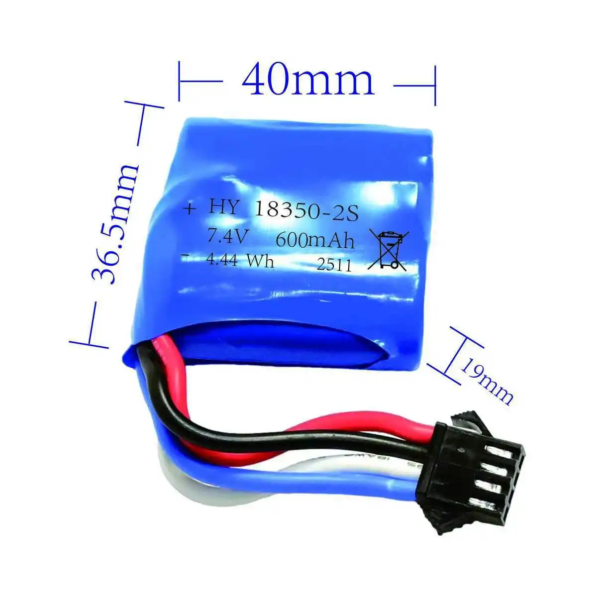 1/2/3pcs 7.4v 600mAh 18350 Li-ion battery for H100 H102 S1 S2 S3 S4 S5 High Speed RC Racing Boat Battery