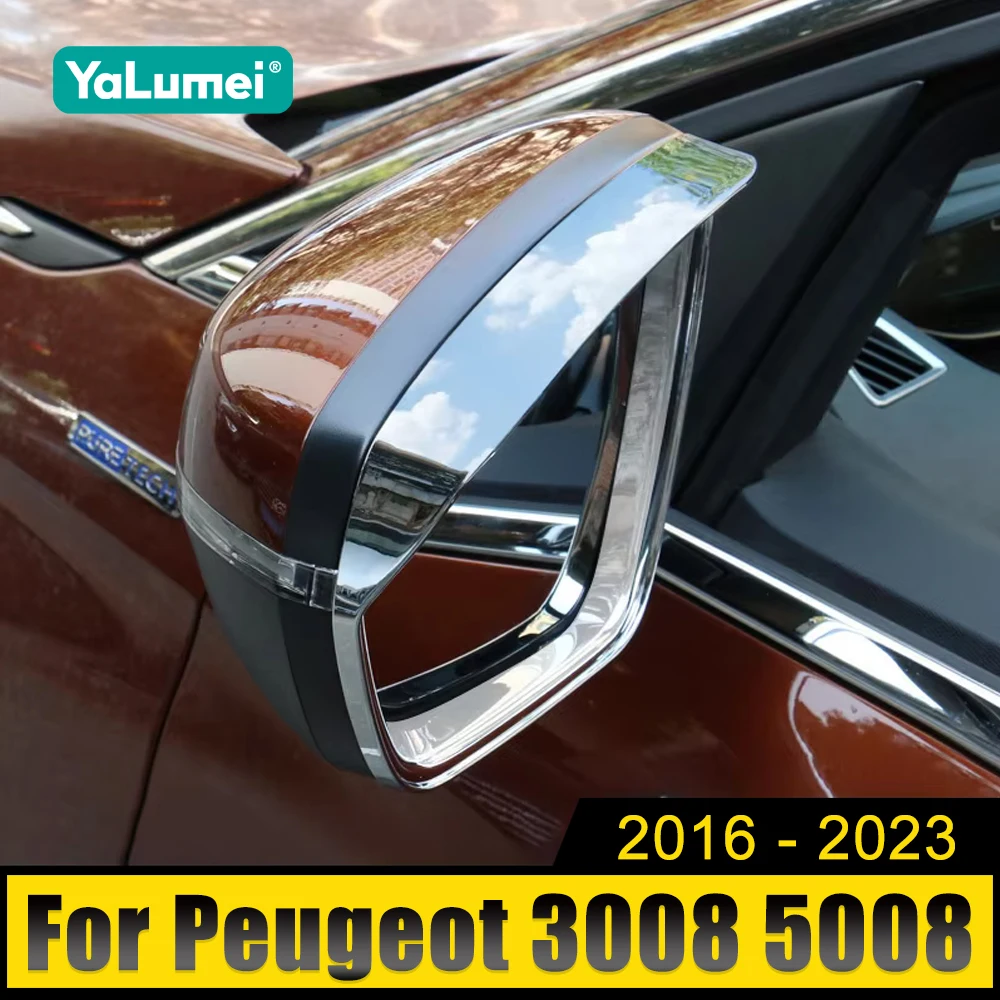 

For Peugeot 3008 5008 GT 2017 2018 2019 2020 2021 2022 2023 Car Rearview Mirror Eyebrow Rainproof Rain Cover Trim Accessories