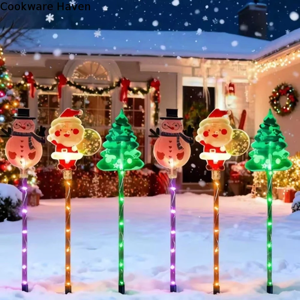 Solar Powered Christmas Solar Stake Lamp Santa Claus Snowman Lawn Landscape Festive Lights Waterproof Santa Claus Floor Lights