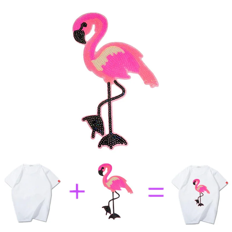 Animal Sequins Flamingo Can Be Sewn Or Iron On Patches For Clothing Decorative For Hat Backpack And More Sewing Decorative