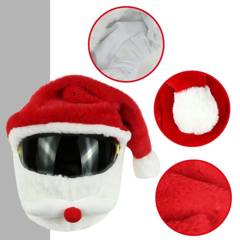 Juste de casque de moto en peluche, housse de protection coupe-vent, chapeau de Noël, père Noël, lapin