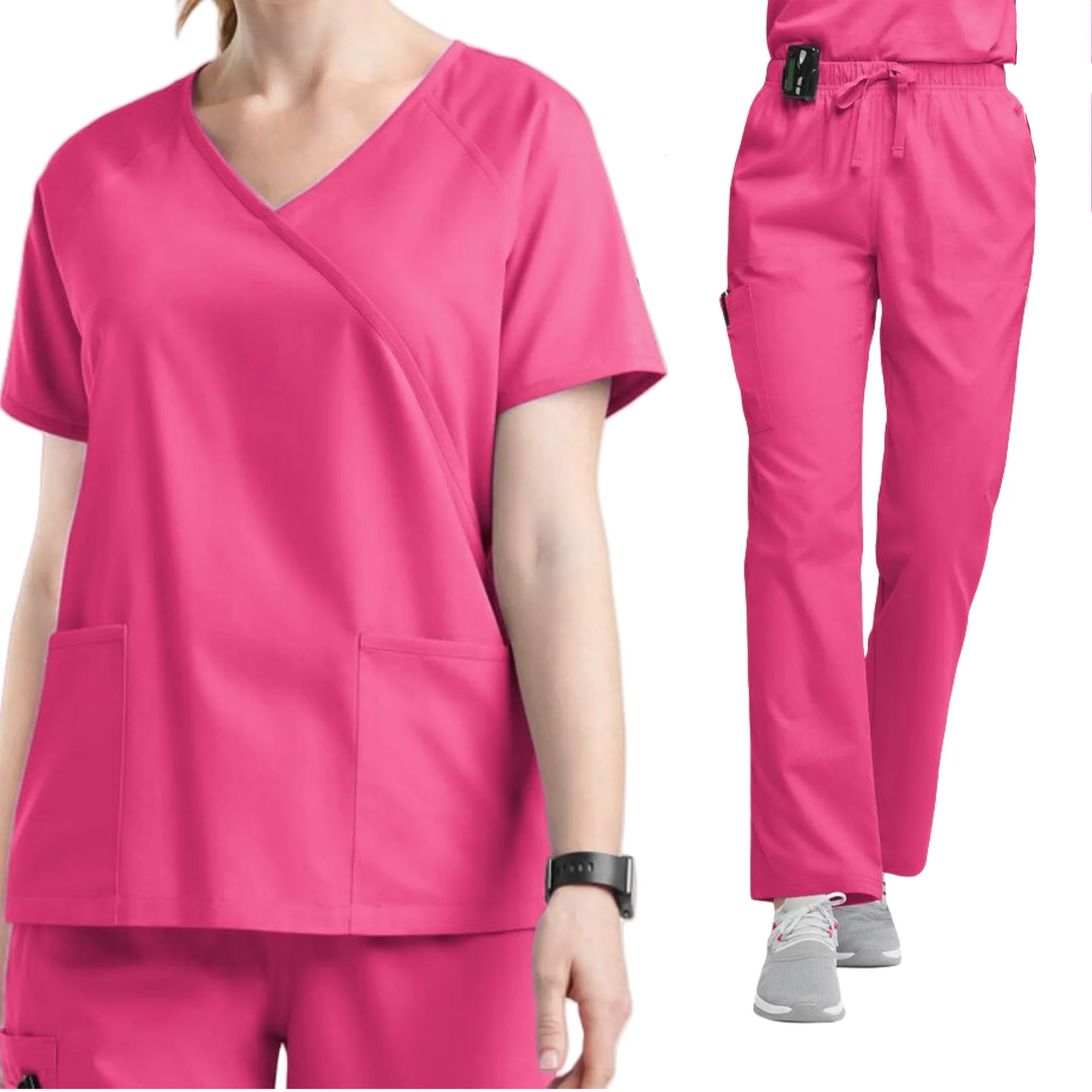 

Quick Dry Cleaning Clothes, Women's Short Sleeved Four Sided Elastic Surgical Operating Room Doctor's Gowns, Summer Brushing