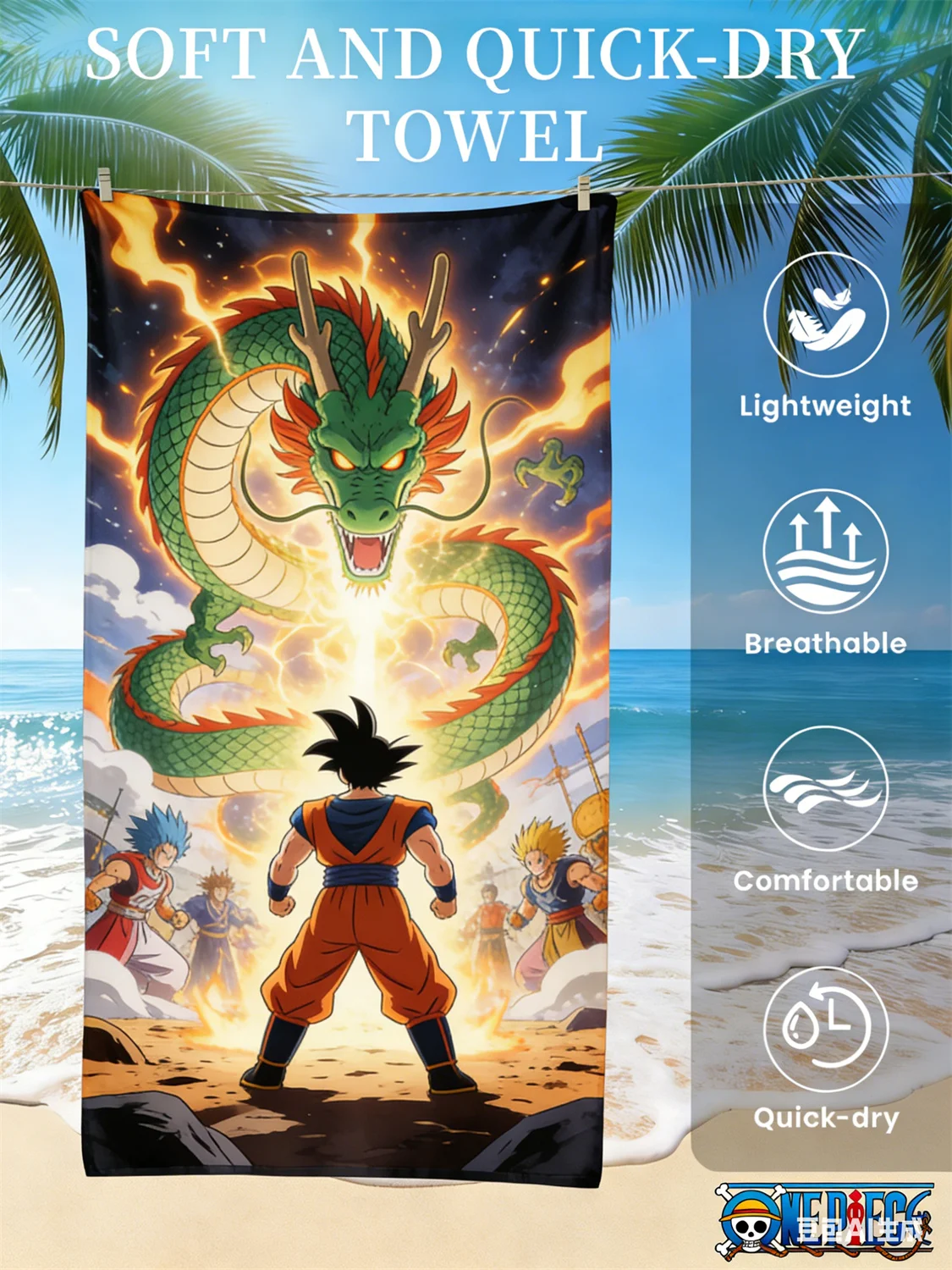 Dragon Ball Beach Towel, Anime Fan Favorite Vegeta Super Saiyan Blue Print Quick-Dry Towel for Beach, Pool and Anime Enthusiasts view 3