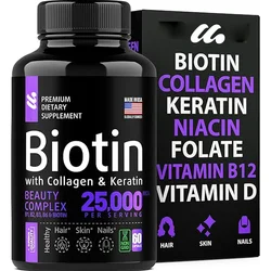 Biotin collagen keratin supplement, hair growth vitamin, nail and hair growth supplement, suitable for women and men