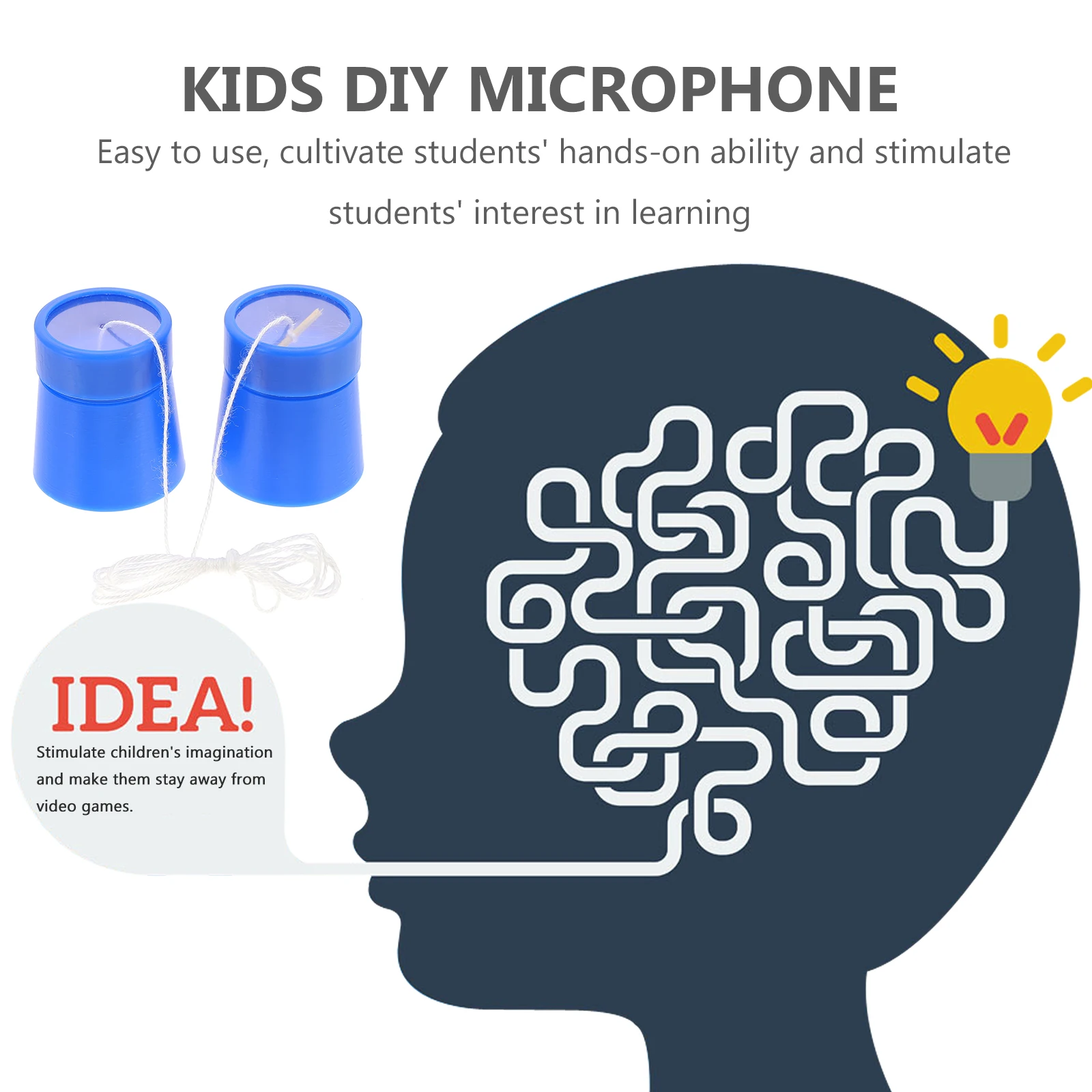 

3 set 3 Sets Plastic Kids DIY Microphone Local Telephone Materials for Child Sound Transmission Teaching Handcraft Set