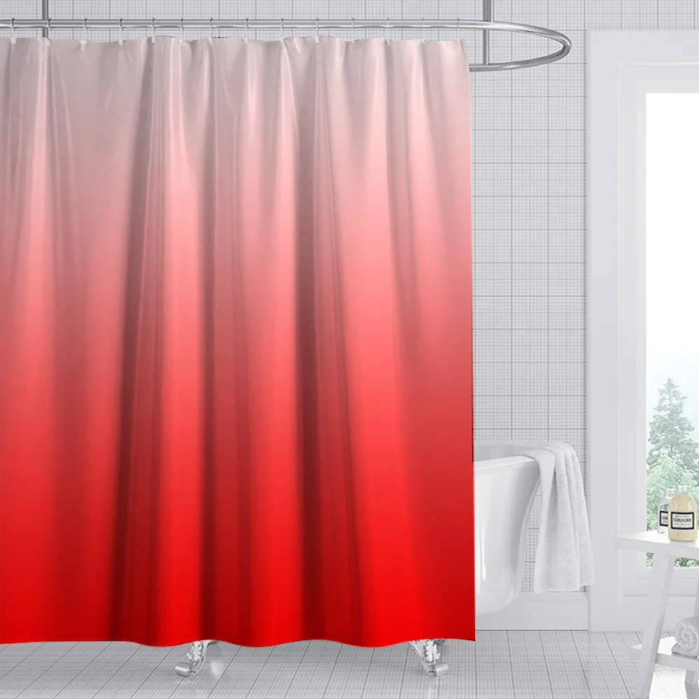 2021 New Modern Pure Color Gradient Waterproof Shower Curtain Perforated Printing Bathroom Curtain Shower Curtains Curtains