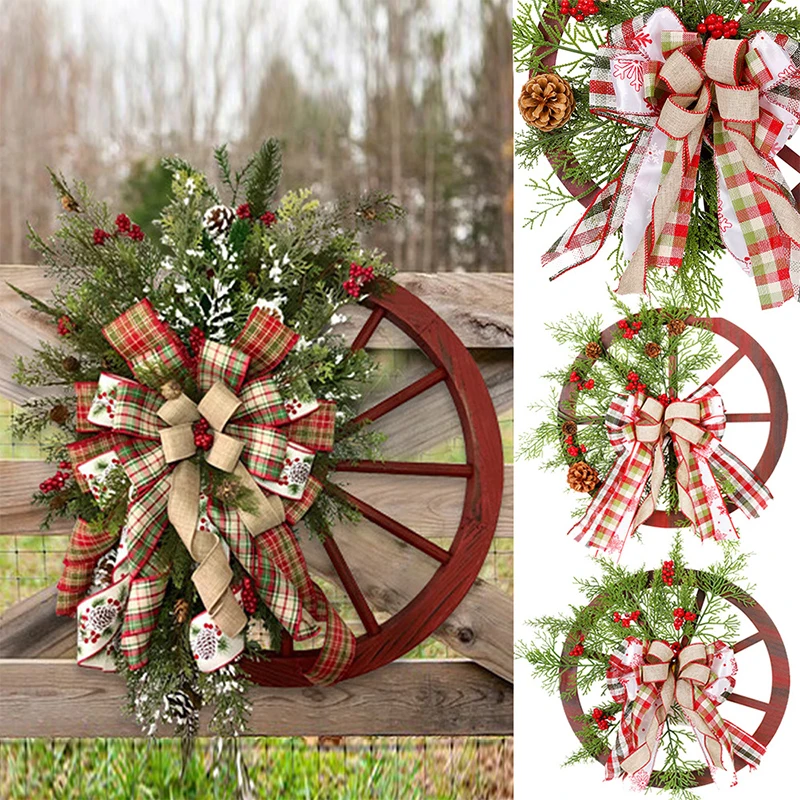 

Christmas Wagon Wheel Wreath Winter Door Hanging Home Decoration Gift Different Sizes New Year Gift Christmas