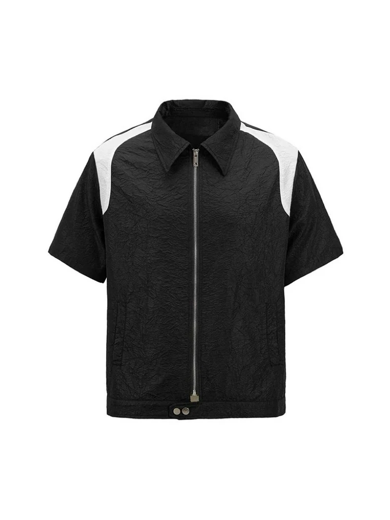 

Мужская летняя верхняя одежда в складку из ледяного шелка American Sle, плиссированная дизайнерская летняя верхняя одежда CleanFit oulder Patchwork Slim Fit Casual ...