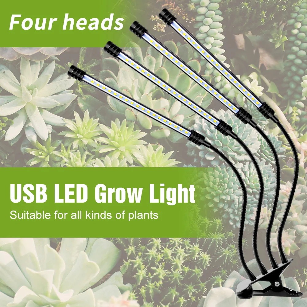 LED Grow Light Plant Hydroponic Flower Seedling Vegetable Cultivation Timing Auto On/Off Dimmable For Indoor Growth Box USB DC5V