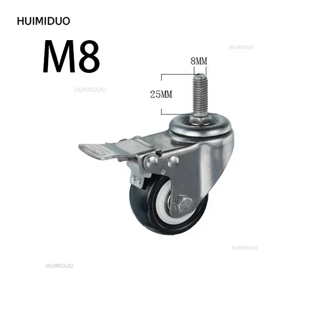 304 Stainless Steel Casters Wheels 4Pieces Polyurethane Tread Mute No Rust For Humid Environment Industrial Casters