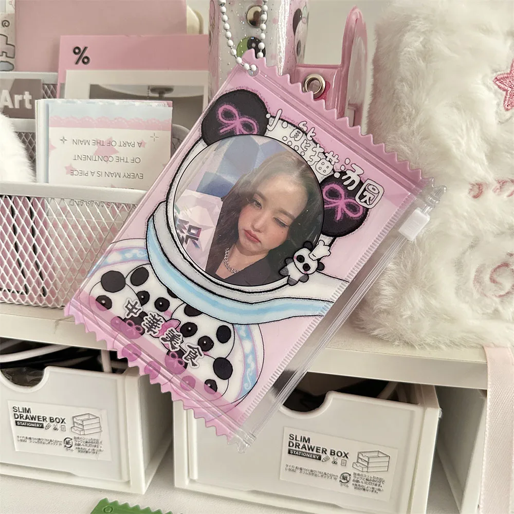 Transparent Candy Bag Card Sleeves Cartoon Animal 3-inch Photocard Holder Card Films Game Cards Protector Case Zipper Card Cover