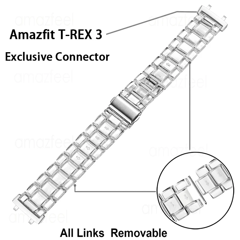 Pulseira de relógio para amazfit T-REX 3 pulseira de resina transparente para amazfit t rex 3 pulseira correas reloj para amazfit t rex 3 pulseira