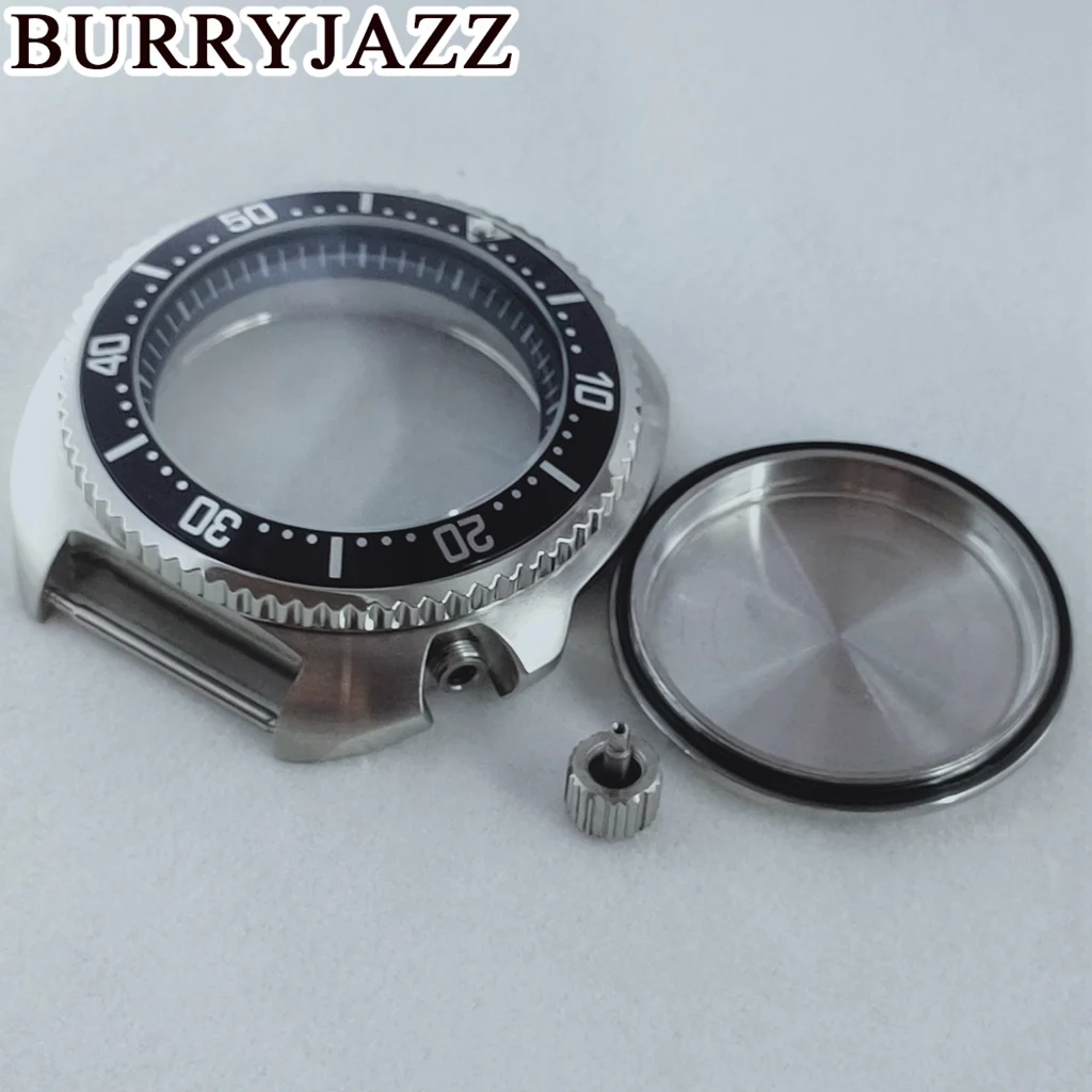 BURRYJAZZ-caja de reloj de acero inoxidable plateado, anillo negro, azul, verde, naranja, 44mm, NH34, NH35, NH36, NH38, NH70, NH72